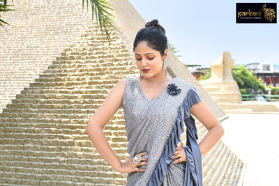 SAREE WITH READY BLOUSE – Breathe Easy, Shine Bright: The Magic of Sequin-Kissed Cotton