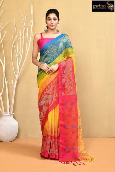 LINEN SAREE – Where Bengal Meets Breeze: Handwoven Linen Drapes