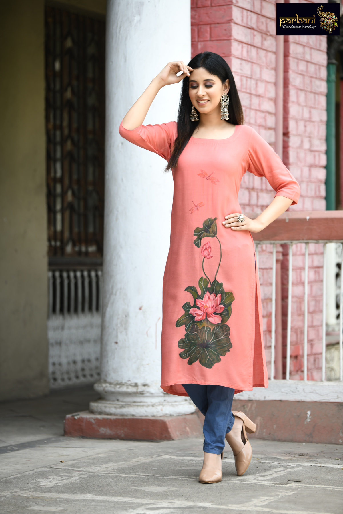 Peach clearance colour kurti